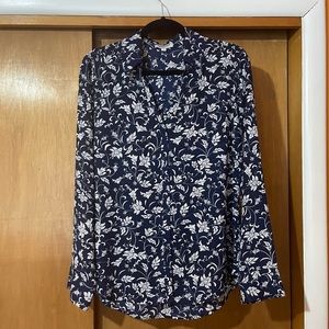 Express Navy Floral Portofino Shirt